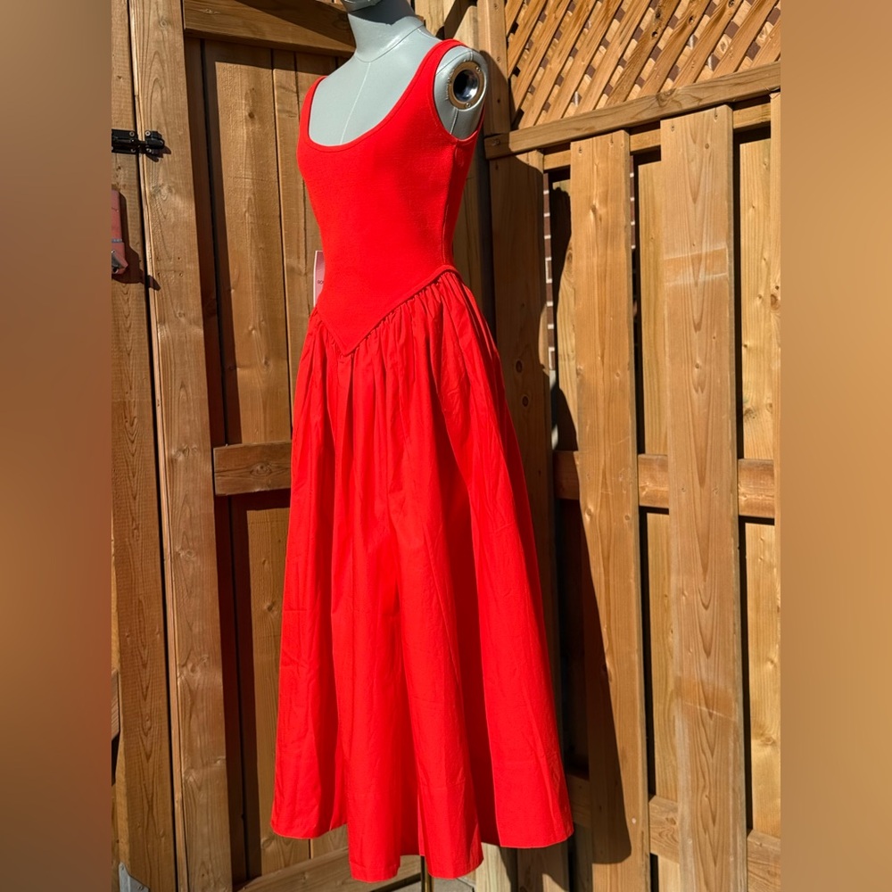🆕 RONNY KOBO 🧿 NWT Verda Red Stretch Knit Dress, Poplin Skirt - Sz M (US6) - Picture 11 of 14